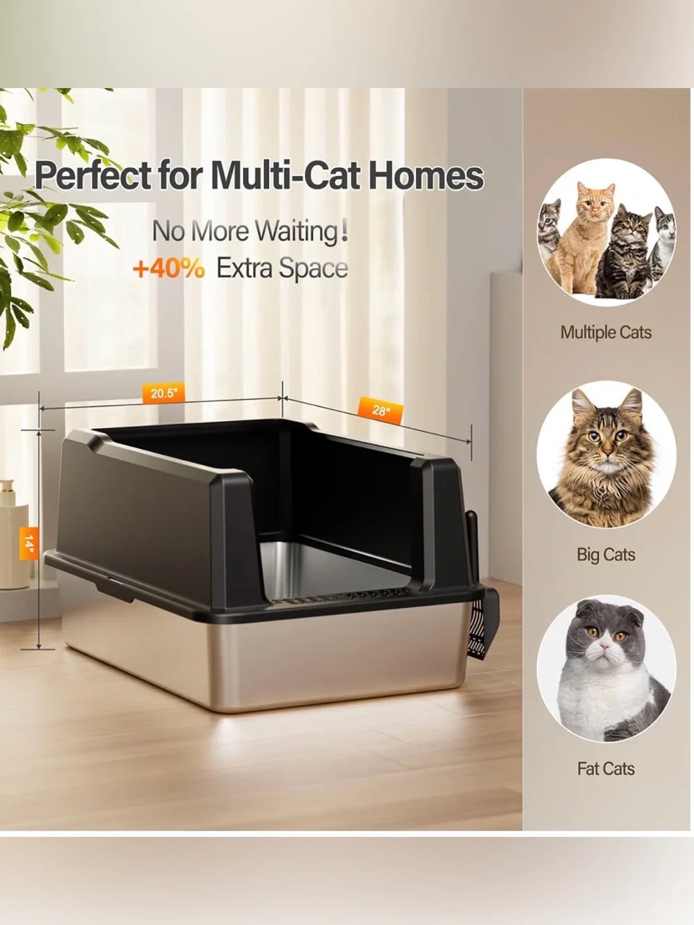 XXXL Stainless steel Cat Litter